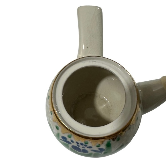 Vtg Kutani Tea Set of 7 Shobu Yunomi Yaki Gold Gilt Green Blue Tea Pot Cups Bowl - Picture 7 of 16